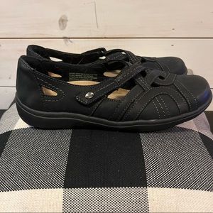 Earth Origins Paxton Pansy Black Leather Shoe Womens Size 8.5